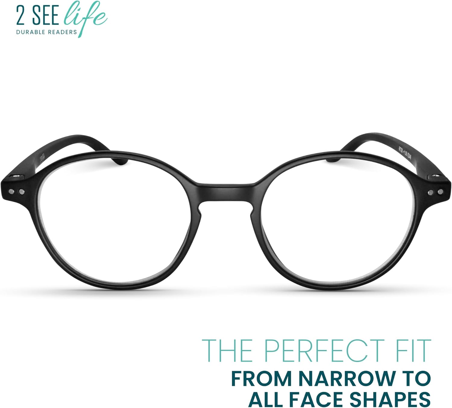 2SeeLife Black Round Reading Glasses for Men & Women – Trendy Retro Designer Readers with Solid & Sturdy Frame, Spring Hinges, Scratch Resistant, Premium Fit for All Face Shapes, Strength 1.00 Black 1.0 x image 6 of 8 B0DGGFYQWL