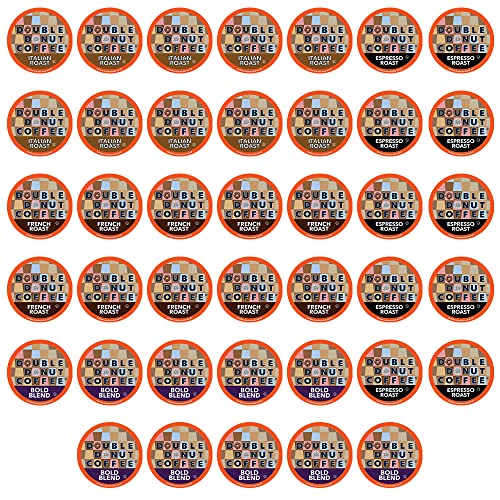 Double Donut Bold and Dark Coffee Single Serve Cups for Keurig K Cup Brewer Variety Pack, 10 Count (Pack of 4)