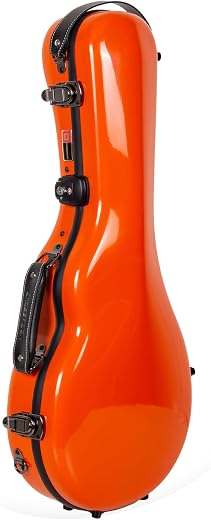 Crossrock Fiberglass F-Style Mandolin Case, with Accessory Compartment, Backpack Straps, TSA Lock-Orange (CRF2020MFOR)