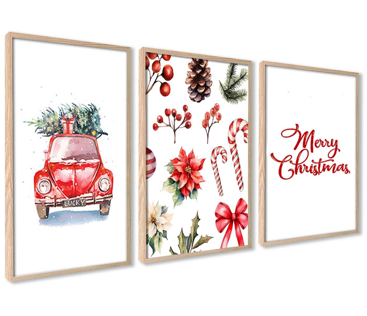 3 Weihnachtsposter Im Set – Moderne Wintermotive, Kunstdruck Ohne Rahmen (30x40 Cm)