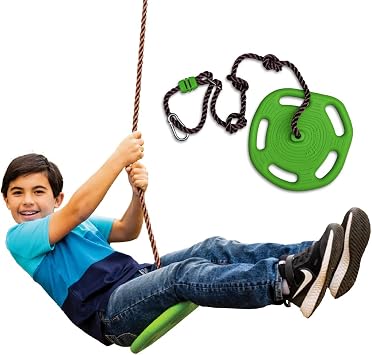 Swurfer Disc Tree Swing - Backyard Swing Set, Outdoor Swing Playset, Kids Swing Set, Easy to Install, Adjustable Heavy Duty Braided Rope, Weather Resistant, Ages 4+