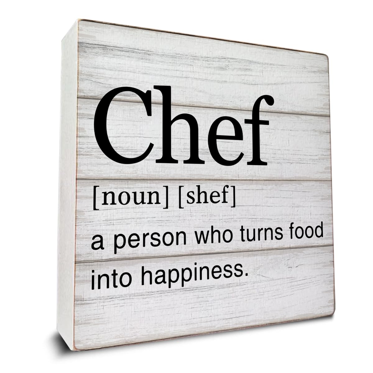 Chef Gift for Men Women Chef Definition Quotes Wooden Box Sign Desk Decorative Wooden Sign Home Kitchen Decor for Desk Table Shelf 5 x 5 Inches