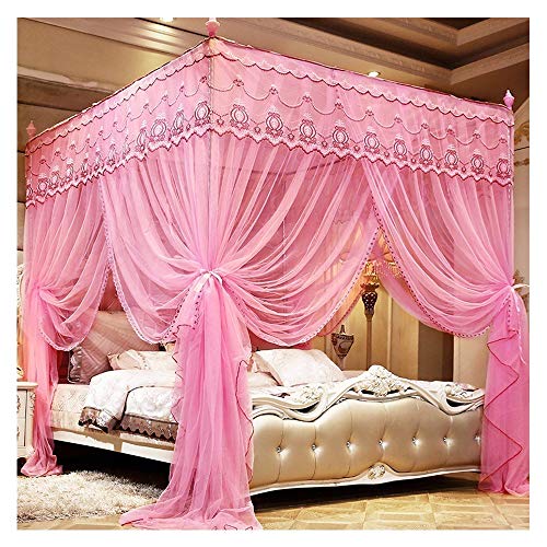 Moustiquaire de lit baldaquin rose : finis les moustiques dans votre lit 120x200