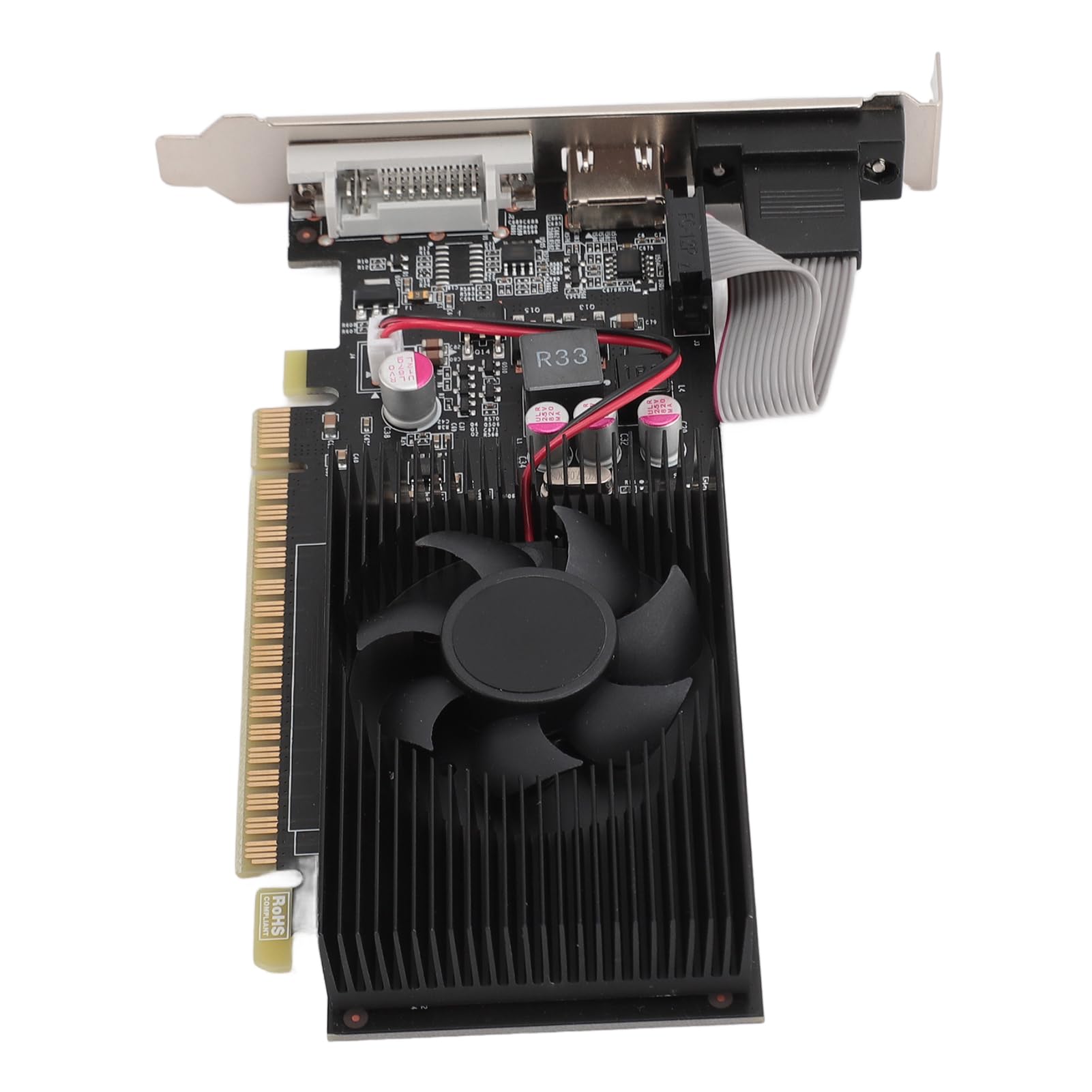 Brrnoo Schede Grafiche per Computer, Scheda Video con Ventola di Raffreddamento Scheda Grafica da Gioco PCIe 2.0 16X GT730 Scheda Grafica GDDR3 da 4 GB a 128 Bit per Wins 10 11