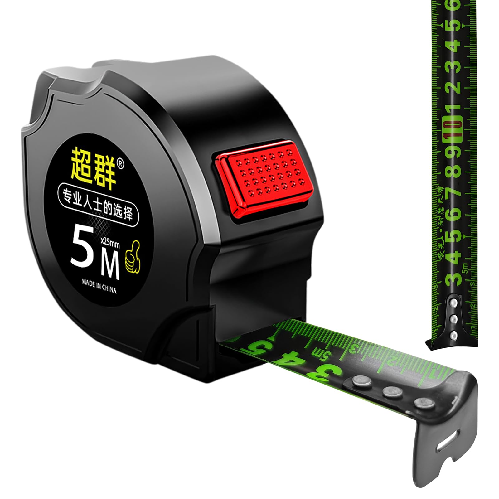 KIPTVO 5M/16.4ft Fluorescent Steel Tape Measure, Tape Measure 5 Metre