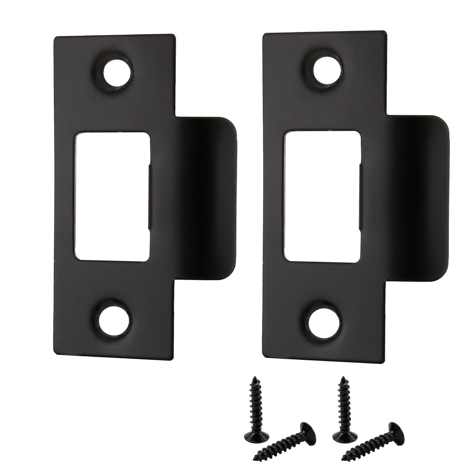 2Pcs Door Strike Plate for Internal Doors Black Stainless Steel Door Latch Plate (70x40.3mm)