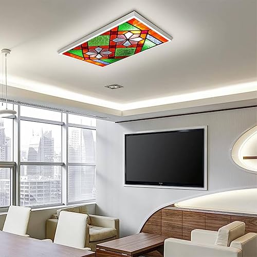 Miniatura 7 de Paquete de 4 cubiertas de luz fluorescente para luz de techo, filtros de luz de vidrio de ventana con patrón clásico para aula, oficina, hogar,