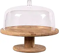 Ou Boleira com Pé em Bambu e Cúpula Transparente Linha Sense