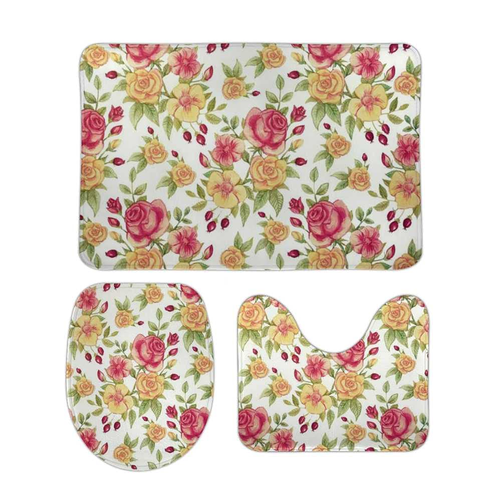 Tapis de bain motif fleurs rose pour décorer une salle de bain parentale