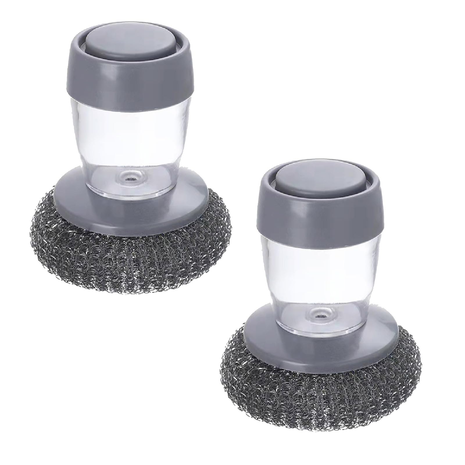 1 / 2Pcs Automatic Soap Dispensing Scrub Brush with Ergonomic Handle Cleaning Accessory for Pots and Cookware Cleaning Press to Clean Kitchen Brush
