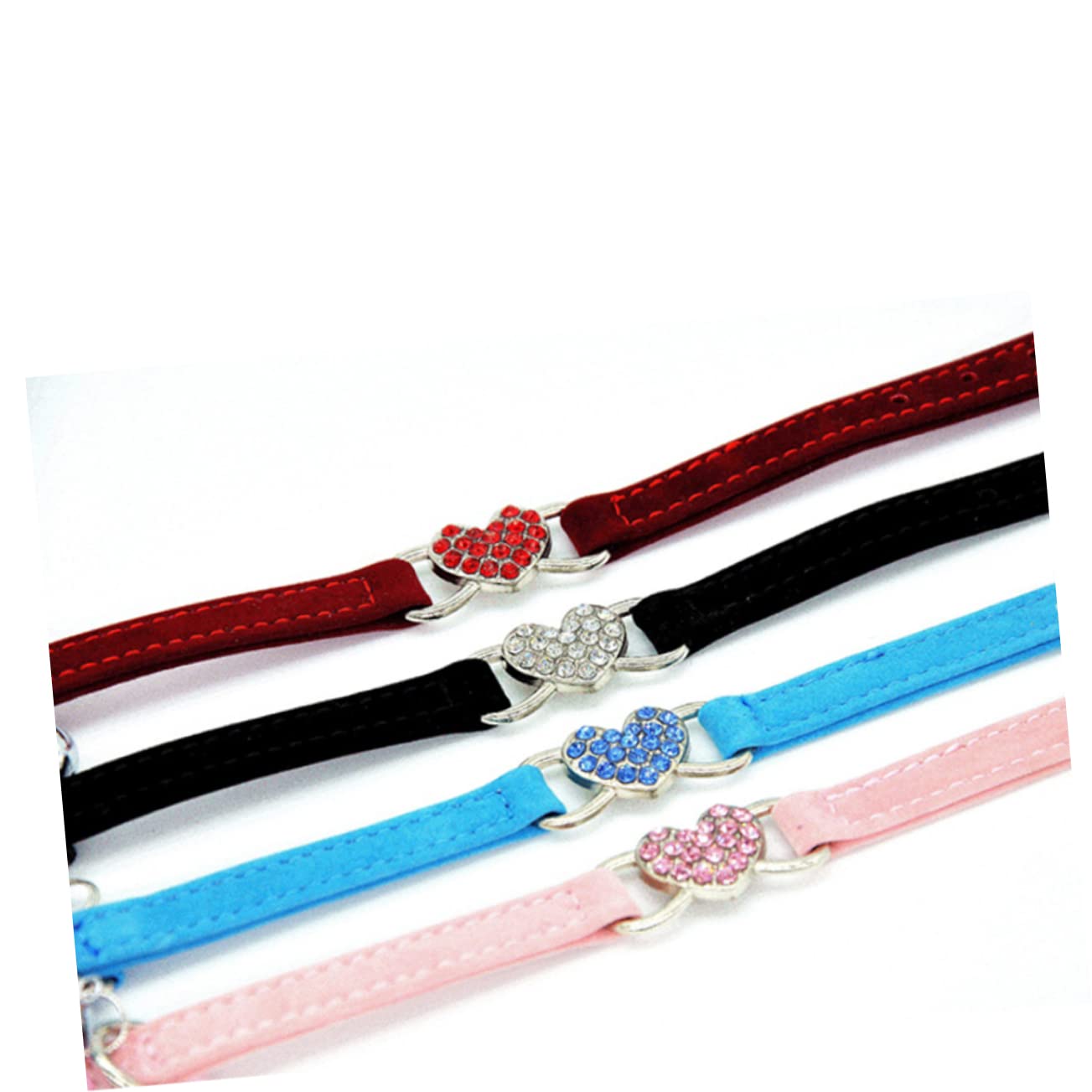 BESPORTBLE Lot De 2 Colliers Réglables pour Chat avec Strass Et Clochette en Forme De Cœur Tendance pour Chats Et Chatons