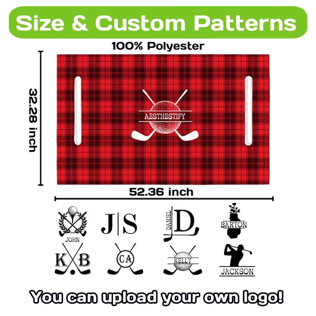Coprisedile personalizzato per carrello da golf, con nome personalizzato, asciugamano per carrello da golf, coperta | 8 colori plaid e 9 motivi | 130 x 80 cm poliestere | regalo per uomini