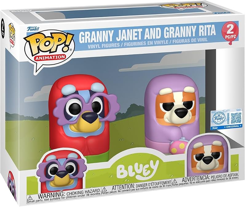 Pop! Animation: Bluey - Granny Janet and Granny Rita, 2-Pack - Amazon Exclusive - Collectable Vinyl Figure - Gift Idea - Official Merchandise - Toys for Kids & Adults - for Collectors & Display