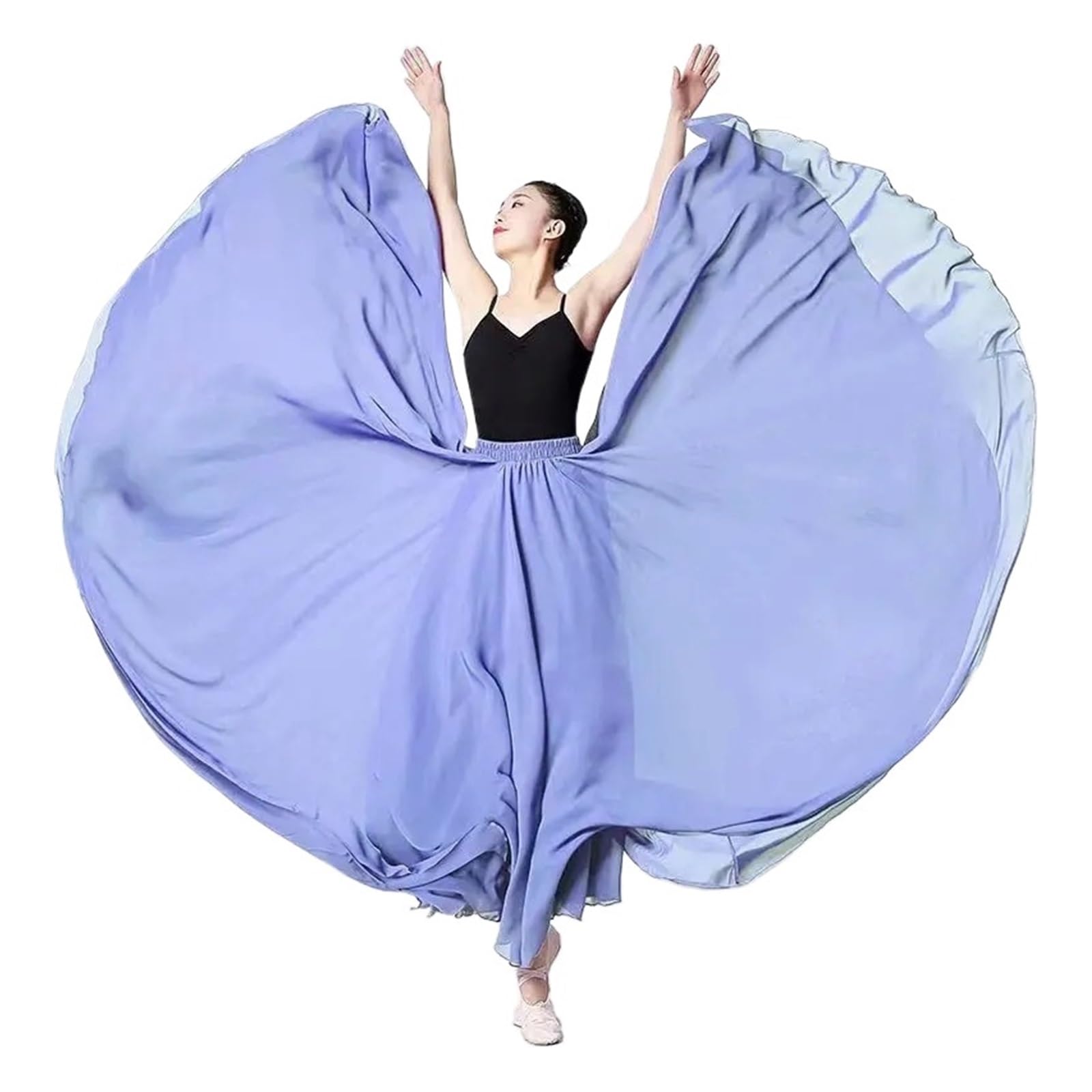 Falda de gasa 720 grados for mujer, faldas largas 2 capas, ropa elegante actuación, falda, práctica ballet con vuelo grande