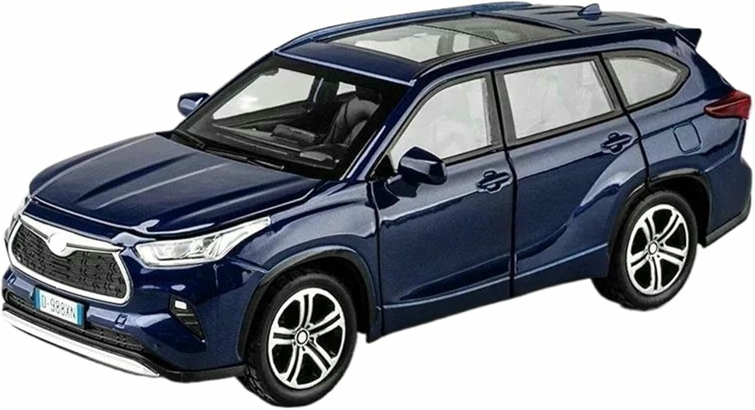 DEAVER Modelli auto lega pressofusa scala 1:32 per SUV per Highlander modelli veicoli con finiture metallo alla moda collezione espositori(Blue)
