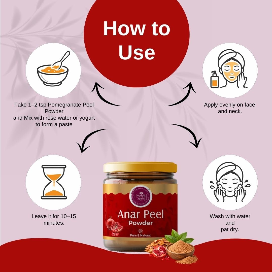Anar Peel Powder | 100 Gm | (Pomegranate) for Face Pack Skin Brightening Skin Care Routine | Herbal Powder for Face Pack & Beauty Care Routine | Herbal Skin Care — Amazon image 4