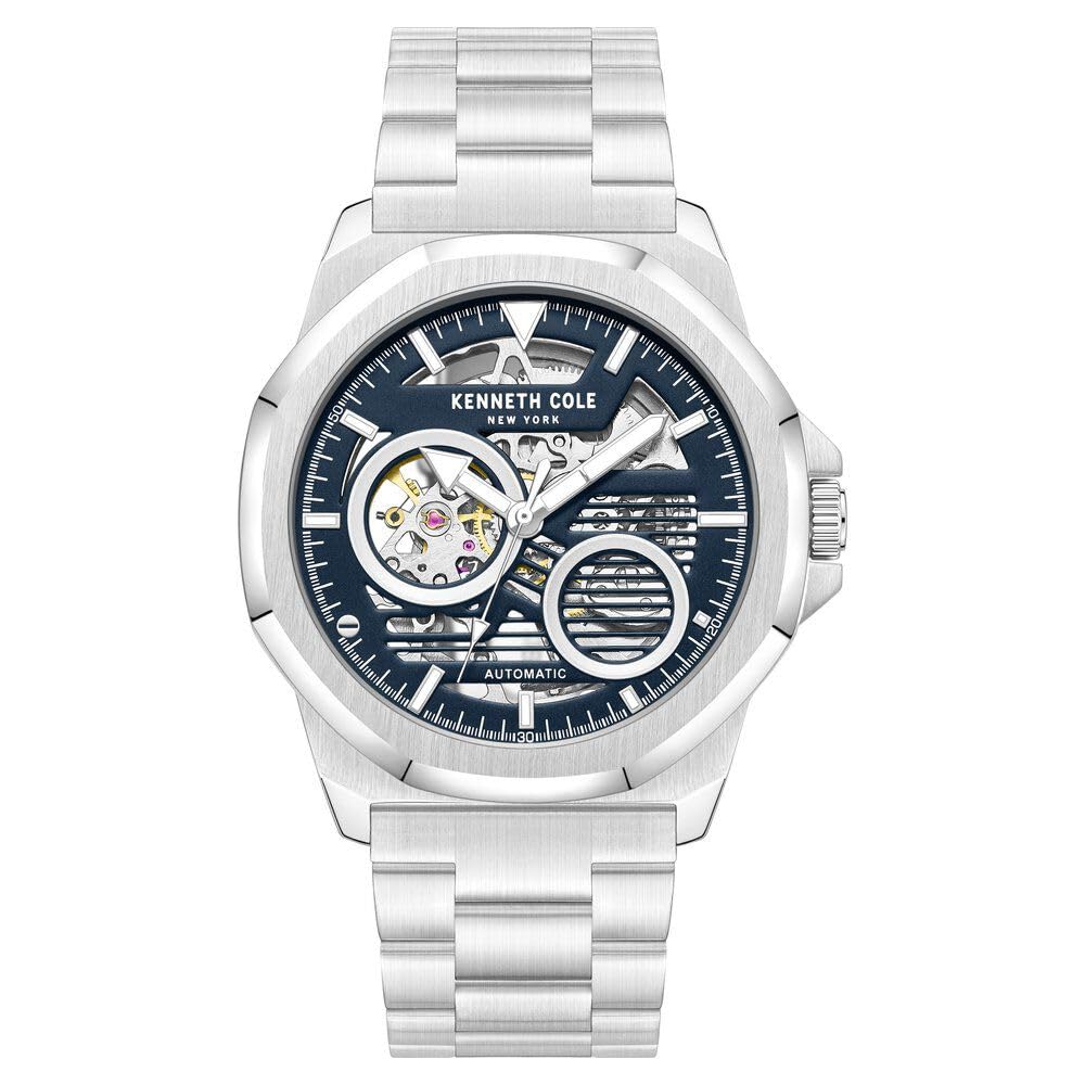 Automatic Blue Dial Silver Stainless Steel Strap Watch for Men - KCWGY0013602MN-image-43