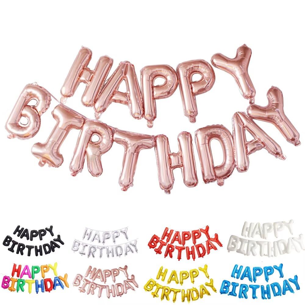 Happy Birthday Balloon Set Rosegold, HAPPY BIRTHDAY Letter Aluminium Foil Balloons for Birthday Party Decorations โ image 1