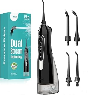 COSLUS ADA Accepted C20 Water Dental Flosser Pick, Standard Set Black