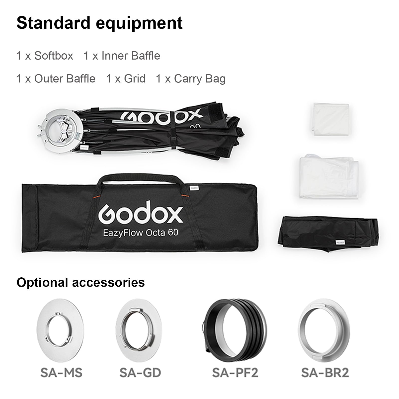 Godox EazyFlow Octa 60 Softbox pieghevole ottagonale con diffusore e griglia