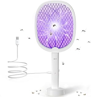 DANGZW Electric Fly Swatter Extra Strong, 2-in-1 Mini 3000 V USB Rechargeable Fly Trap, Electric, Electric Fly Catcher, Insect Killer for Mosquitoes, Flies, Bees, Moths