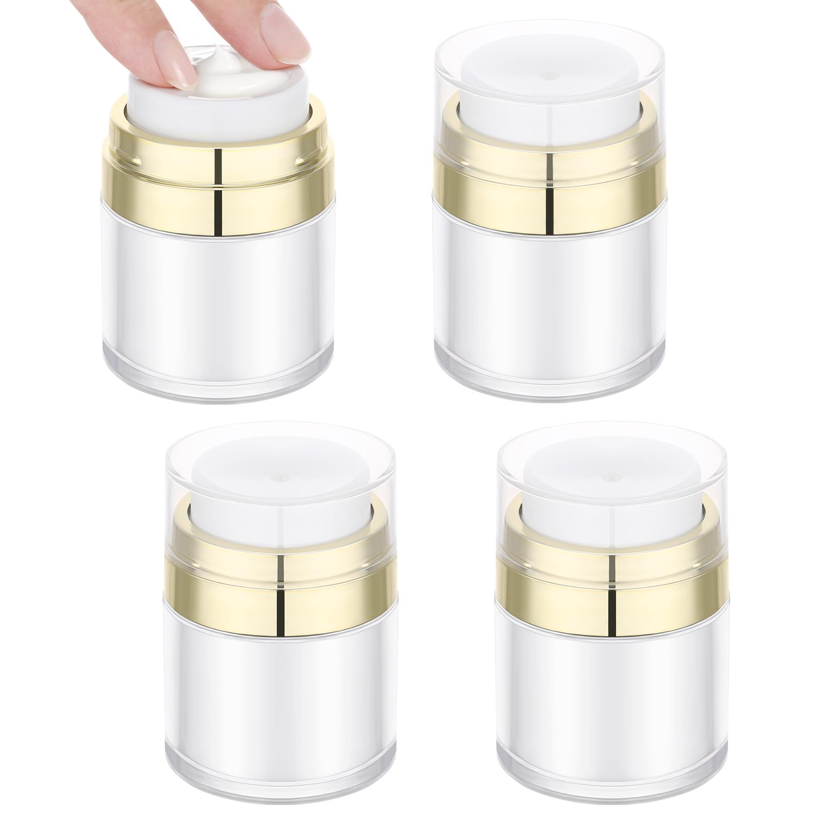 Segus Airless Cream Dispenser, 4 Pcs 30g Vacuum Cream Jar, Refillable Makeup Up Containers, Travel Jars for Foundation Toiletries