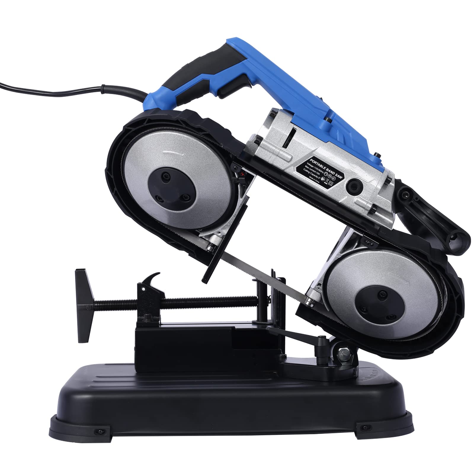 Portable Band Saw with Removable Stainless Steel Base - 10A 1100W Motor, 5-Inch Depth Cut, Versatile Cutting Performance, Adjustable Cutting Angle, User-Friendly Design, Interchangeable Blade Options