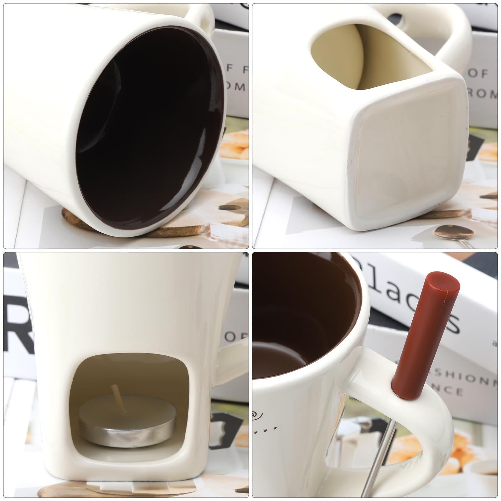 Tasse à Fondue Au Chocolat, Avec Fourchette Et Poignée