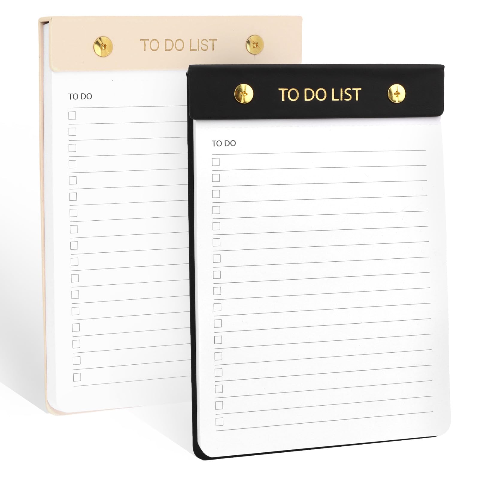 Wanciler A5 Tear Off To Do List Notepad 2 Pack Black & Beige