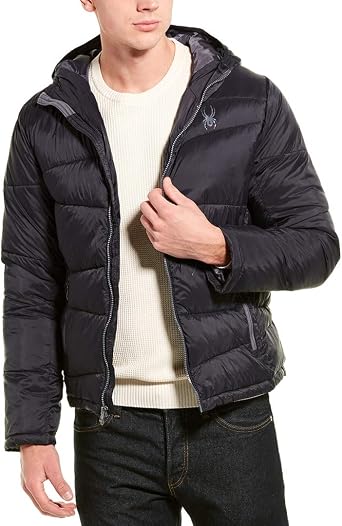 Spyder Mens Hooded Puffer Jacket S Black
