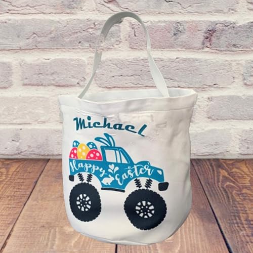 Miniatura 2 de Personalized Easter Baskets for Kids Empty - Bucket for Egg Hunting - Custom Name - Canvas Pail with Handles