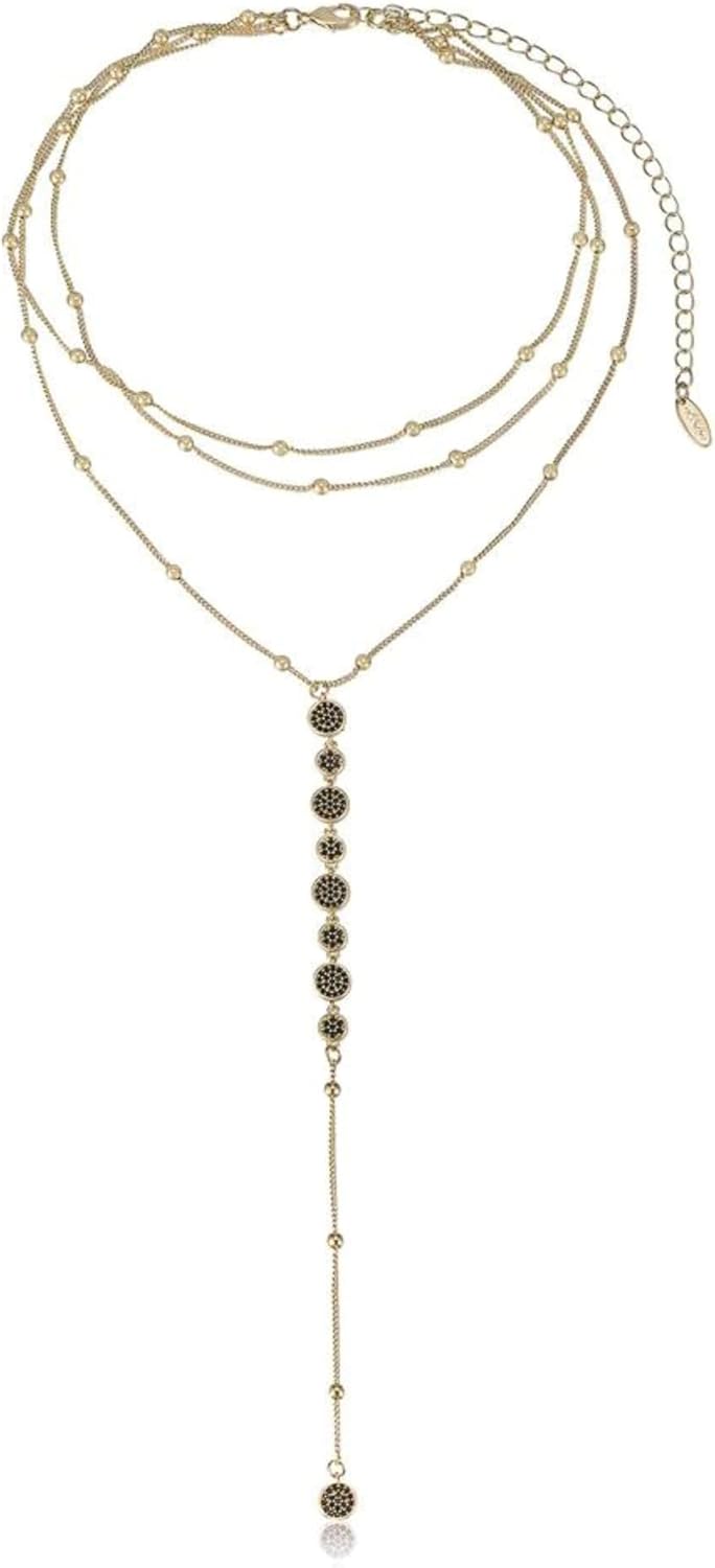 Ettika Lariat Necklace for Women. Gold Drop Necklace, Necklaces for Women. 18K Gold or Rhodium Plated Chain. Trendy Jewelry