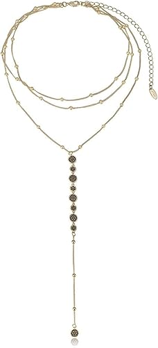 Ettika Lariat Necklace for Women. Gold Drop Necklace, Necklaces for Women. 18K Gold or Rhodium Plated Chain. Trendy Jewelry