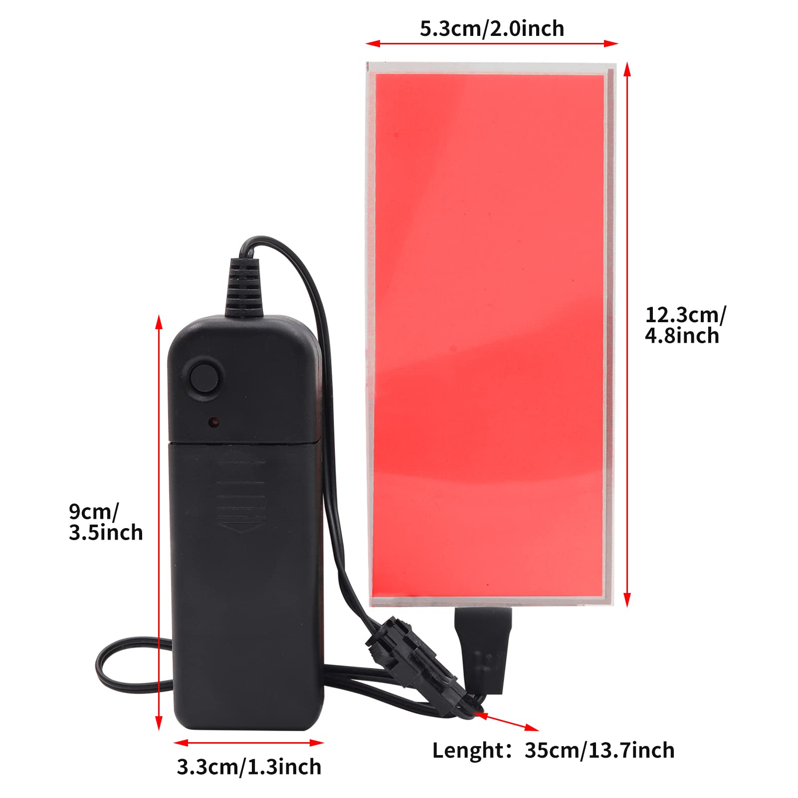 [3 Modi] jose2015 12 x 5 cm elektrolumineszierende EL-Panel-Licht, rot, 3 V flexible EL-Panel-Lichtdekorationen für Cosplay/Party/Dekorieren/Auto/Werbung (mit Batteriewechselrichter)
