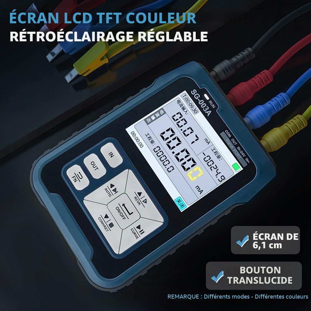Générateur de signal, SG-003A 4-20MA HD TFT Couleur LCD Générateur de Signal Source Tension Courant Analogique Processus Calibrateur pour PWM Sortie