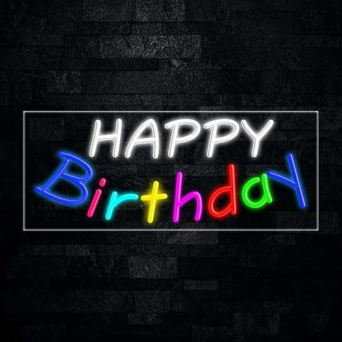 Letrero de neón LED de feliz cumpleaños, 30 pulgadas de largo x 12 pulgadas de alto #30249