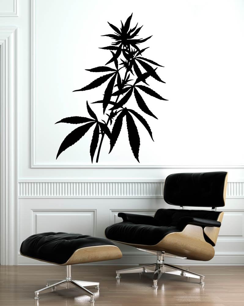 Weed Leaves Marijuana Shape - Wall Decal - 30" high x 23" Wide