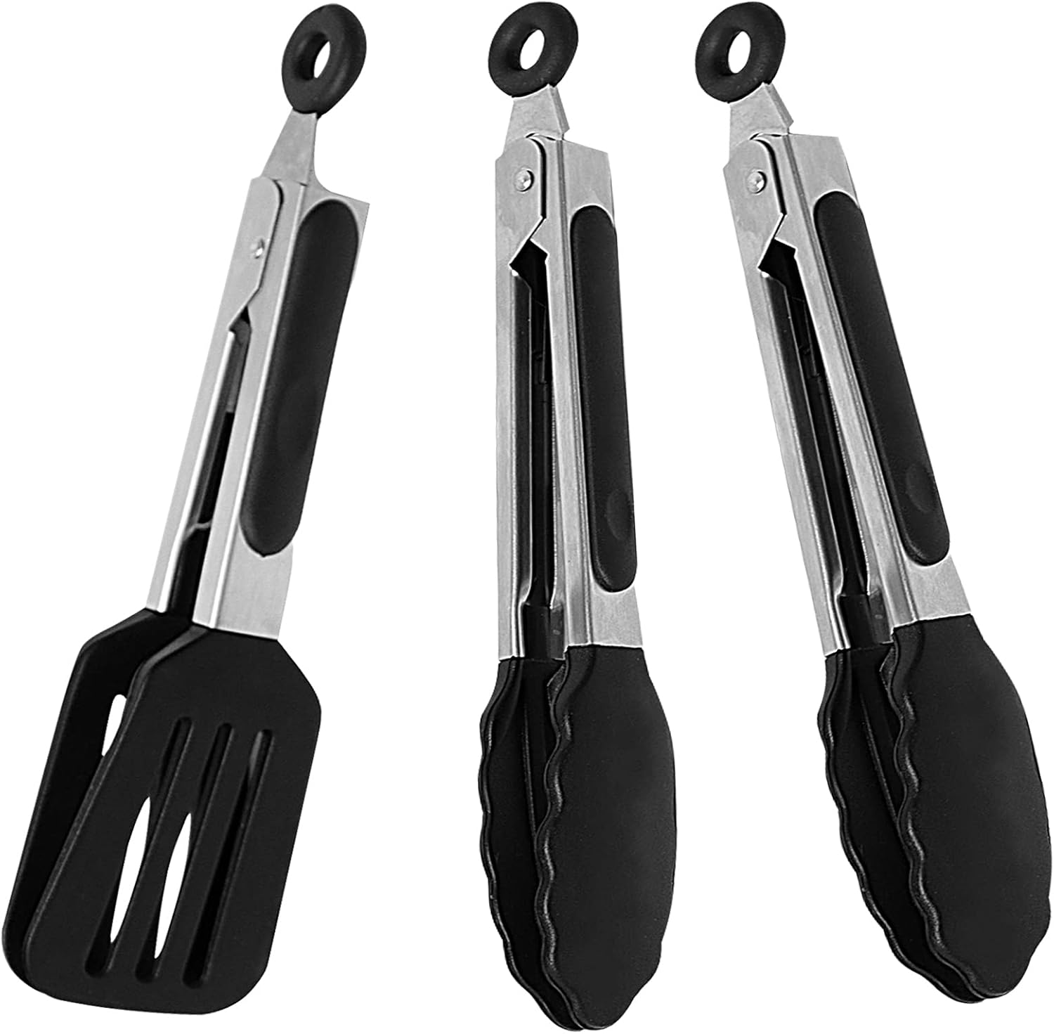Mini Silicone Serving Tongs Set of 3, Small Kitchen Tongs (7 inch) with Silicone Tips and Stainless Steel Handle, Cooking Tongs for Salads, Pasta, Steaks, Vegetables Mini Silicone Serving Tongs Set of 3, Small Kitchen Tongs (7 inch) with Silicone Tips and Stainless Steel Handle, Cooking Tongs for Salads, Pasta, Steaks, Vegetables
