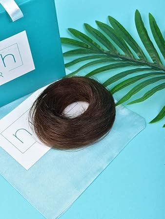 Nish Hair Womens Human Hair Donut Scrunchie (Dark Brown)