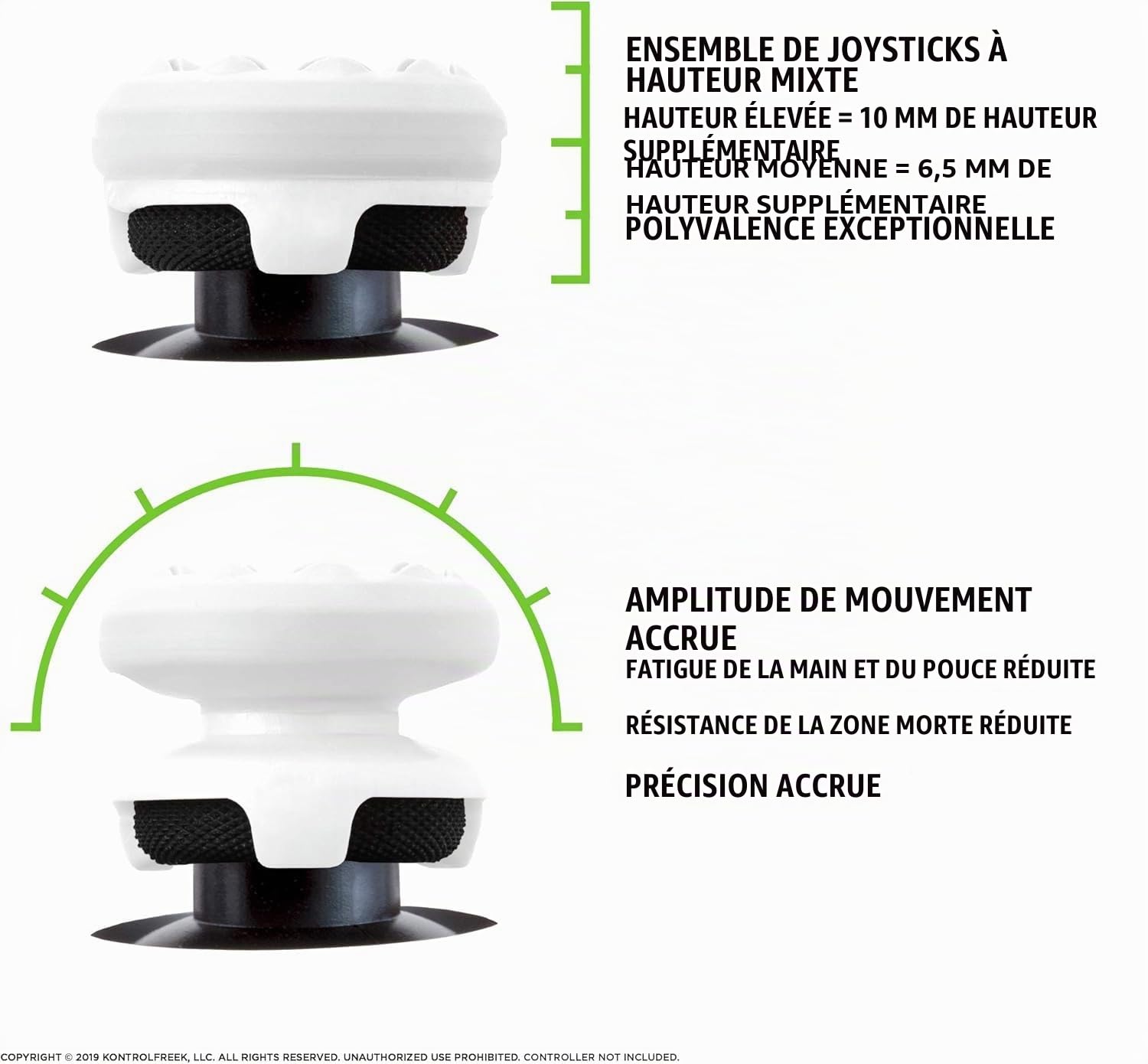 KontrolFreek FPS Freek Galaxie Blanc pour Manette PlayStation 4 (PS4) et PlayStation 5 (PS5) | Manettes de Performance | 1 Haute, 1 Milieu | Blanc