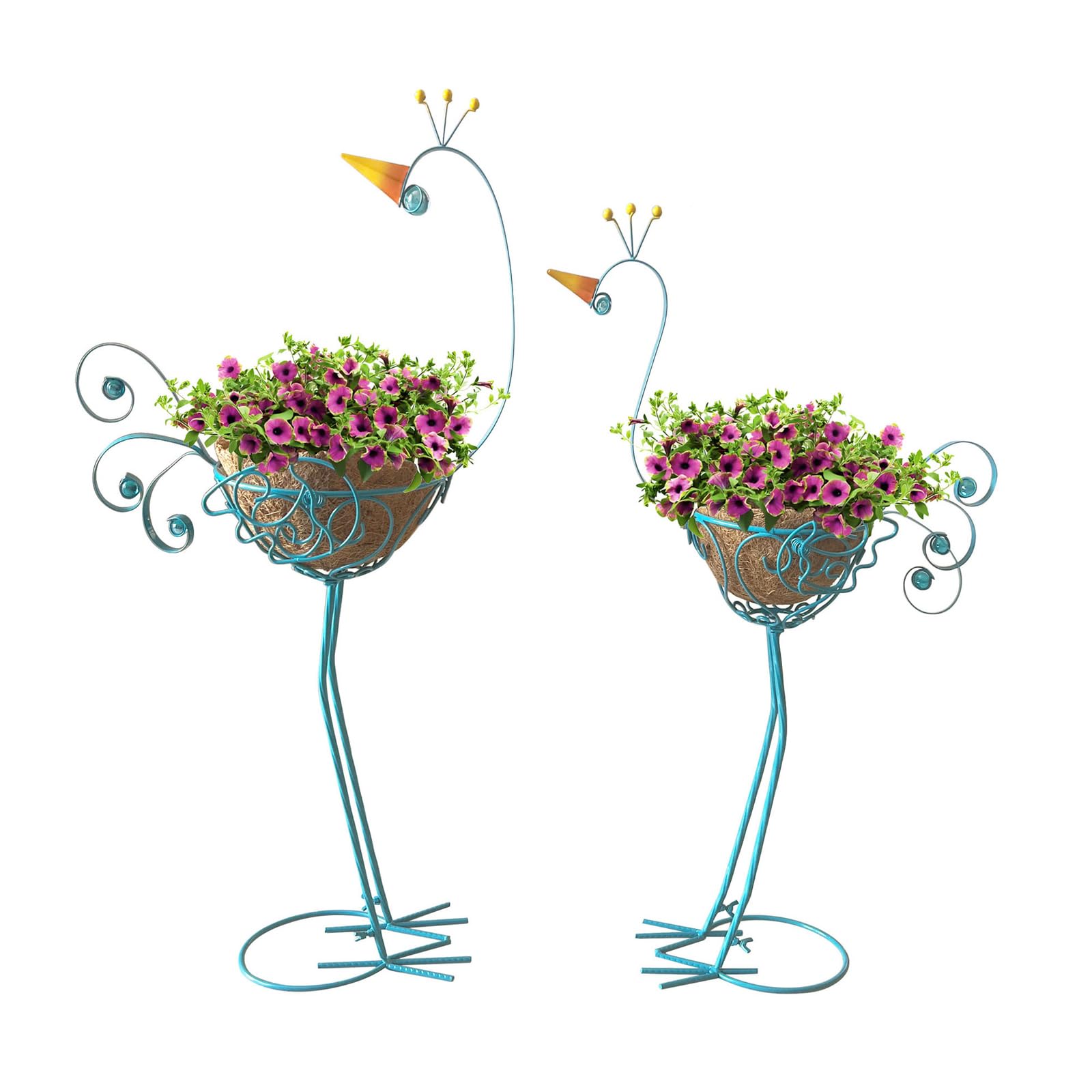 Support de fleurs en métal bleu pour végétaliser votre terrasse ou votre jardin avec style