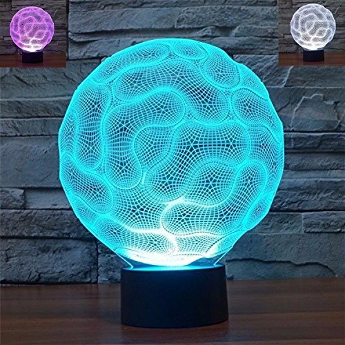 SUPERNIUDB Brain Shape 3D Night Light Table Desk Optical Illusion Lamps 7 Color Changing Lights