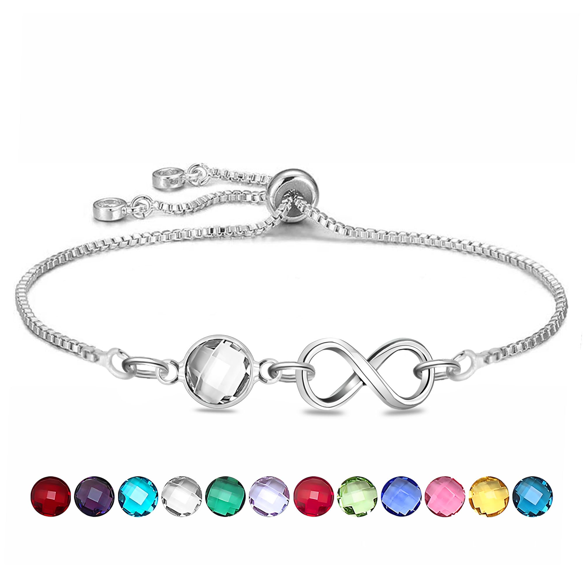 HEYEJET Unendlichkeit Liebe Armband für Frauen Mädchen Geburtstag Geschenke für Familienmitglied Freund Silber Tennisarmband für ihren Weihnachten Muttertag Valentinstag Schmuck