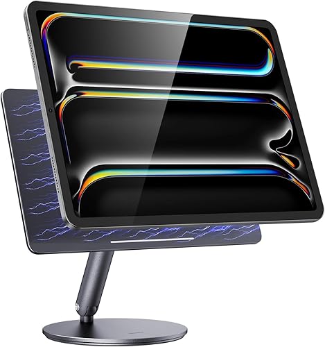 BENKS Soporte magnético para iPad Pro de 13 pulgadas M4 (2024), base giratoria ajustable de 360, soporte de aluminio plegable para escritorio,