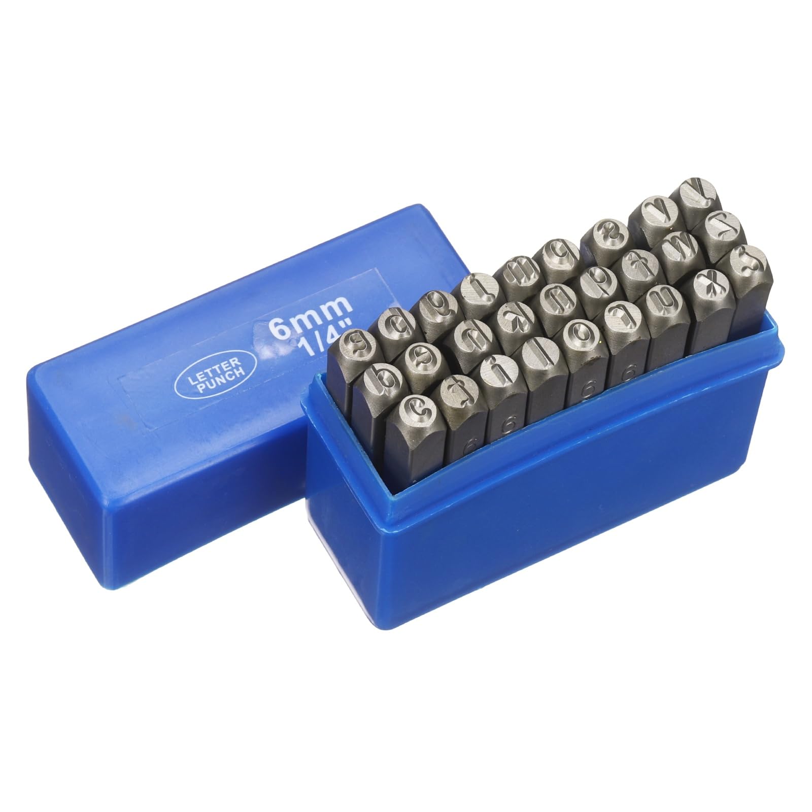 sourcing map 27 Pcs Metal Letter Stamps 15/64" 6mm 40Cr Lowercase Letter Stamp Set Hand Stamping Punch Kit with Case for Jewelry Making Craft Arts Ring Bracelet
