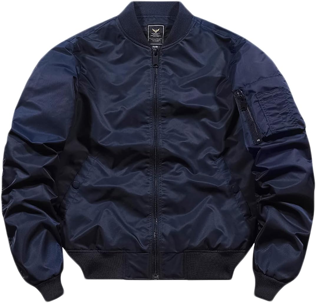 HARGLESMAN Men's Lightweight Warm Bomber Jacket with Zipper Pockets(S-3XL)
