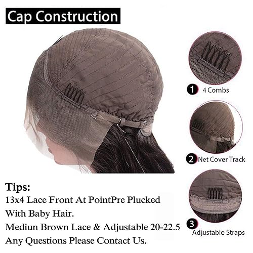 Miniatura 4 de Miss GAGA Pelucas de cabello humano con encaje frontal de 13 x 4, grado 9A, densidad del 150 %, peluca brasileña de onda profunda con abuelitos,