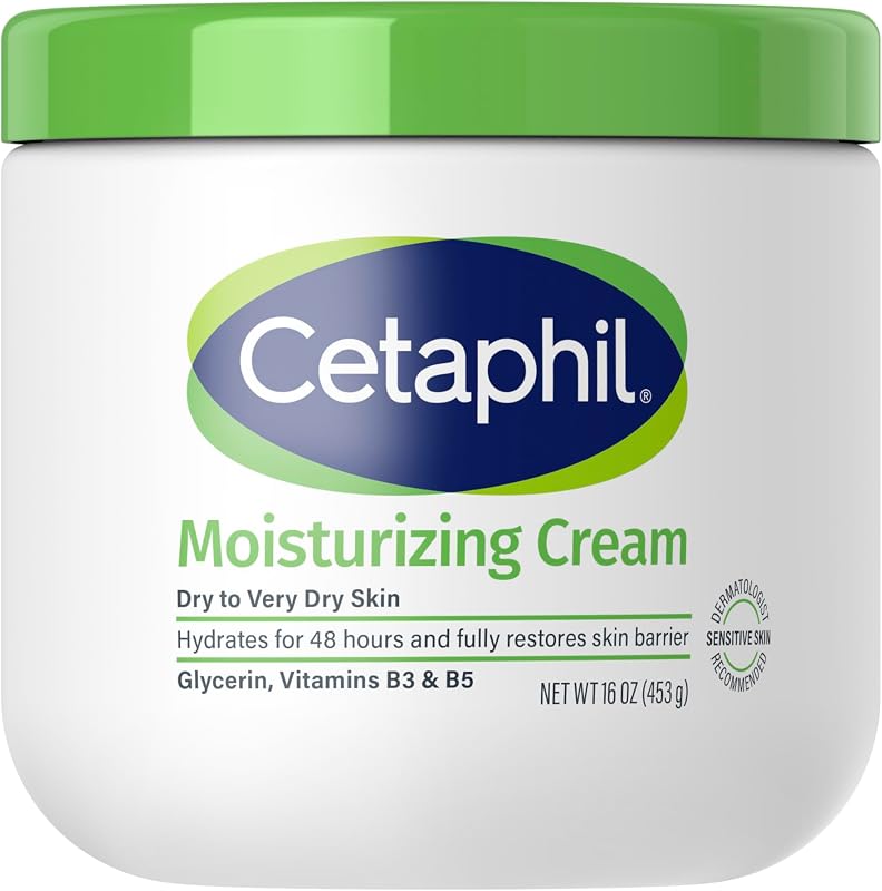 Moisturizing Cream, Face & Body for Dry Sensitive Skin, 16oz | Fragrance-Free, Non-Comedogenic, Non-Greasy, Hydrating Cream, Very Dry Sensitive Skin, Dermatologist Recommended