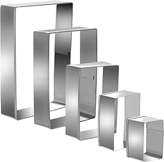 Molain 5 Pcs Rectangle Cookie Cutter Set, Stainless Steel Rectangle Biscuit Cutters Geometric Cookie Cutters Square Cookie...