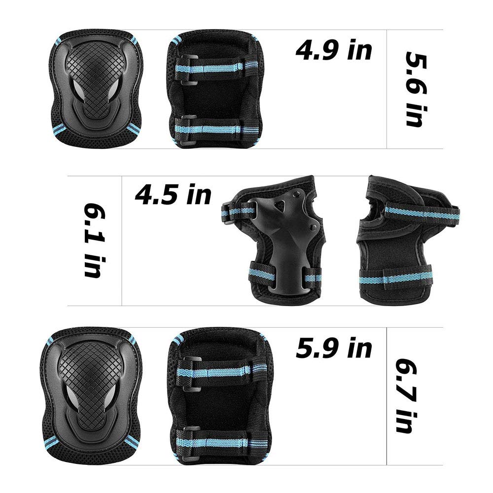Protecciones Patinaje Infantil Set 6 Piezas Rodilleras Coderas Muñequeras para Patinaje Ciclismo Skate